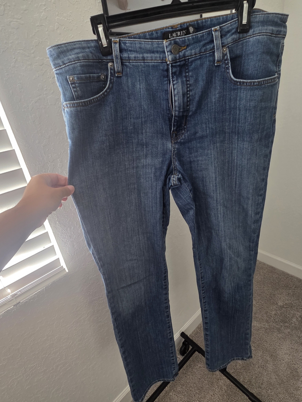 Lauren Ralph Lauren Blue Ocean Mid-Rise Straight-Leg Jeans Super Stretch